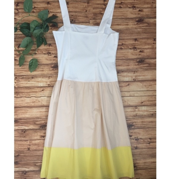 Cremieux Anna Tiered Color Block Drop Waist Sundress Yellow White NWOT - Picture 6 of 11